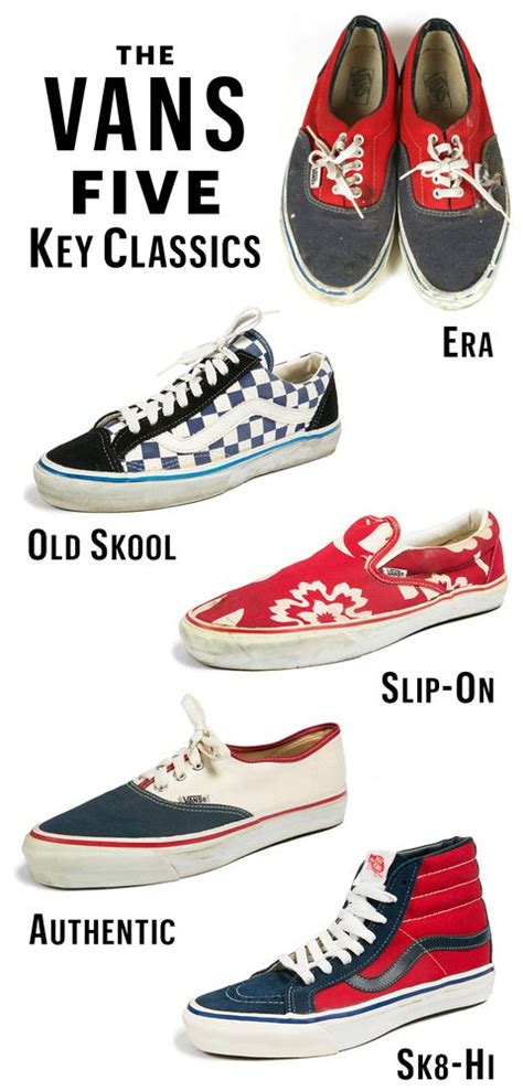 different styles of vans shoes.